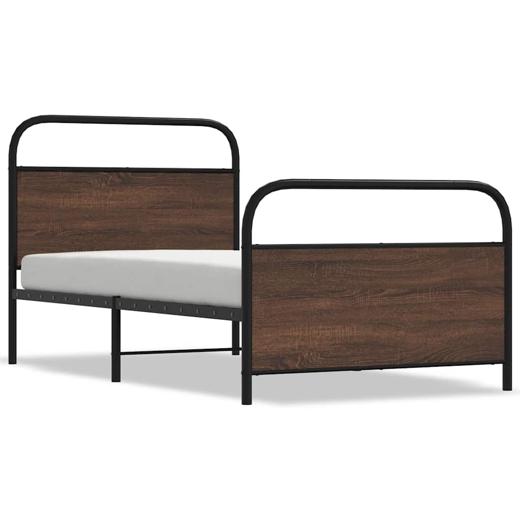 Cadre de lit sans matelas 90x200cm chêne marron bois ingénierie - XIOS