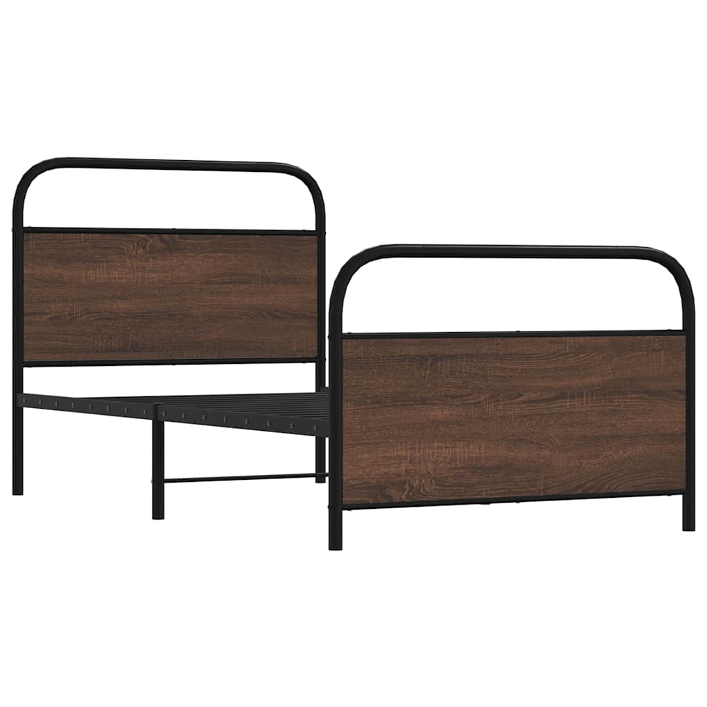 Cadre de lit sans matelas 90x200cm chêne marron bois ingénierie - XIOS