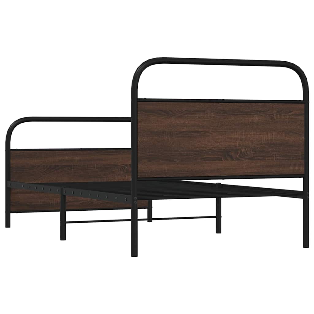 Cadre de lit sans matelas 90x200cm chêne marron bois ingénierie - XIOS