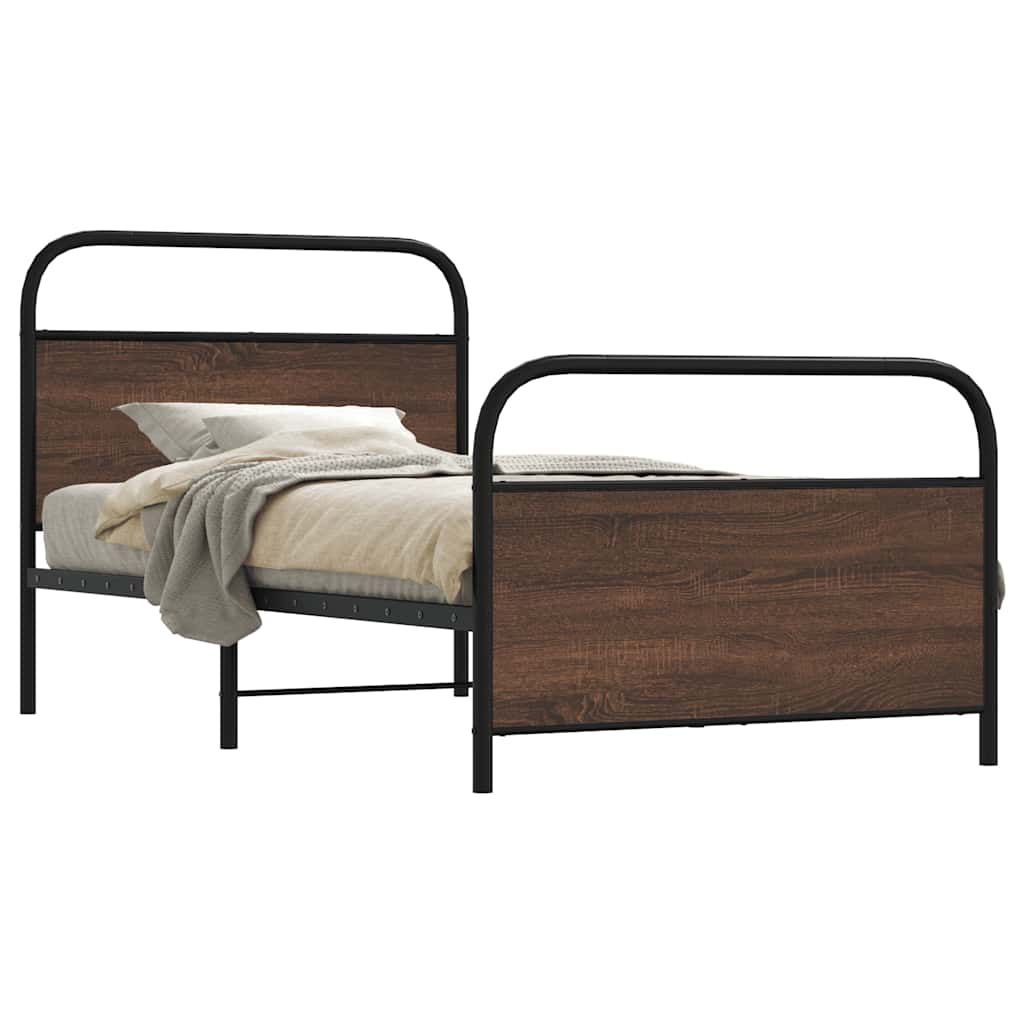 Cadre de lit sans matelas 90x200cm chêne marron bois ingénierie - XIOS