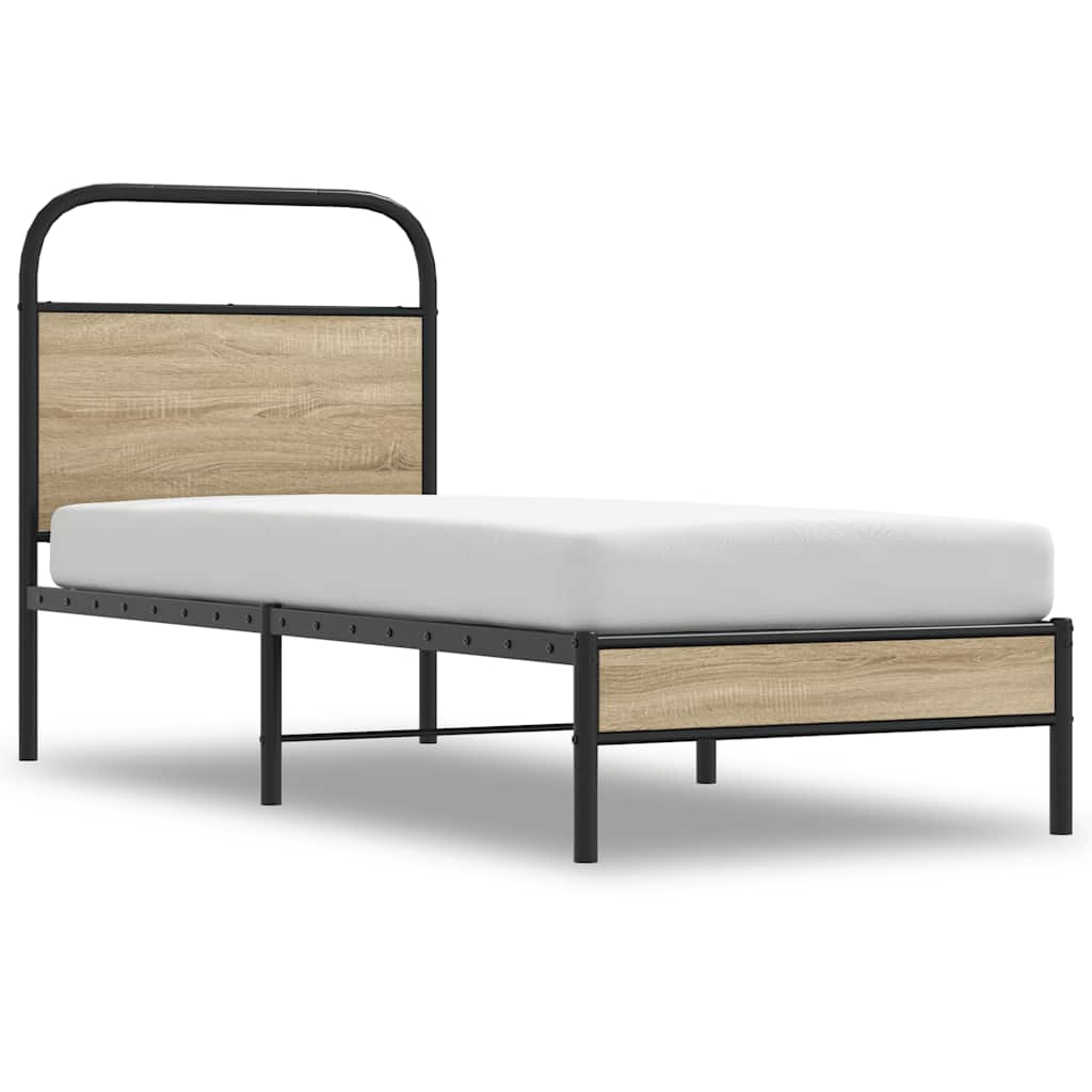 Cadre de lit sans matelas 80x200cm chêne fumé bois d'ingénierie - XIOS