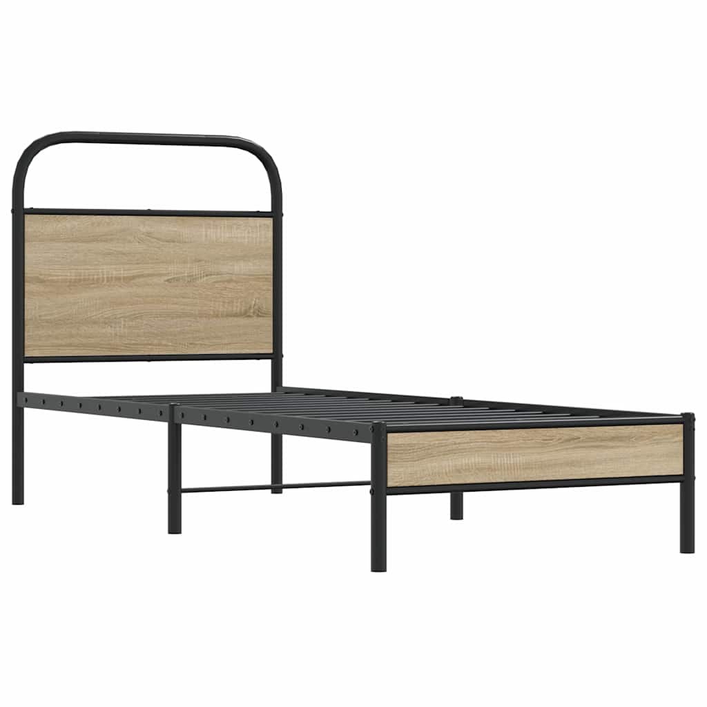 Cadre de lit sans matelas 80x200cm chêne fumé bois d'ingénierie - XIOS