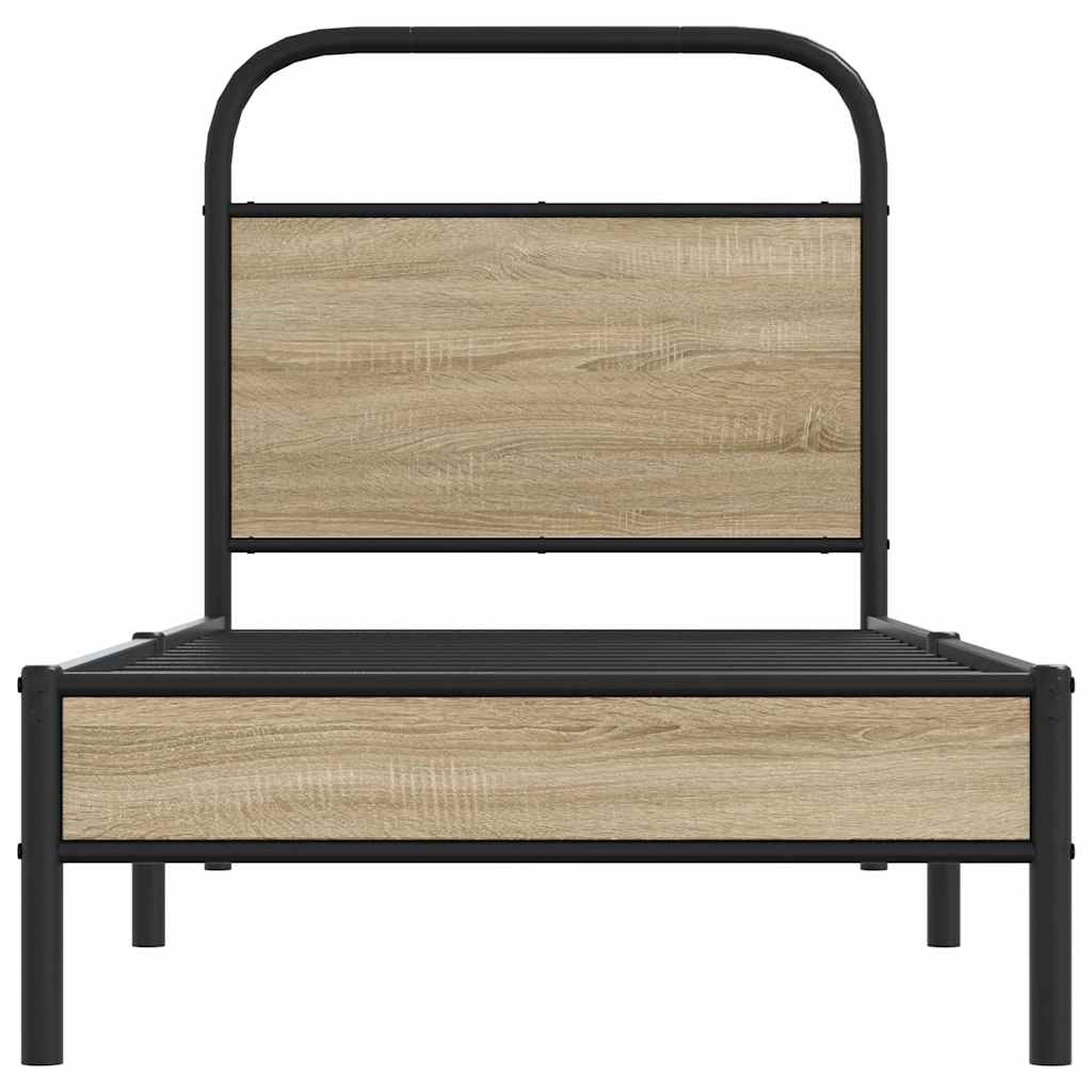 Cadre de lit sans matelas 80x200cm chêne fumé bois d'ingénierie - XIOS