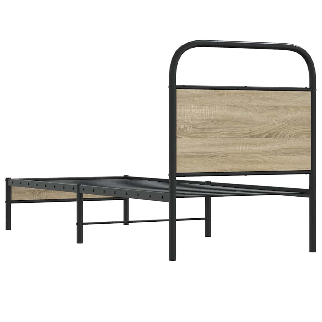 Cadre de lit sans matelas 80x200cm chêne fumé bois d'ingénierie - XIOS