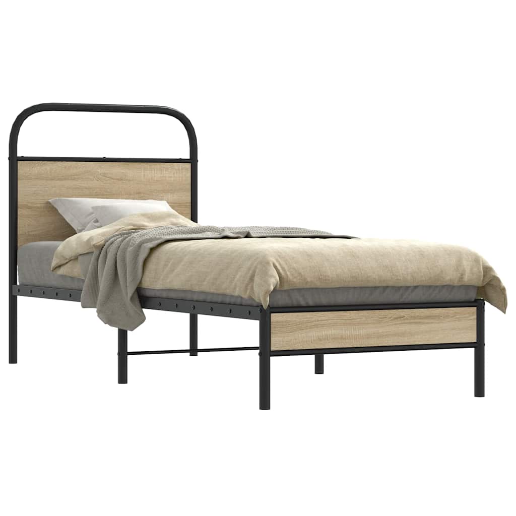 Cadre de lit sans matelas 80x200cm chêne fumé bois d'ingénierie - XIOS