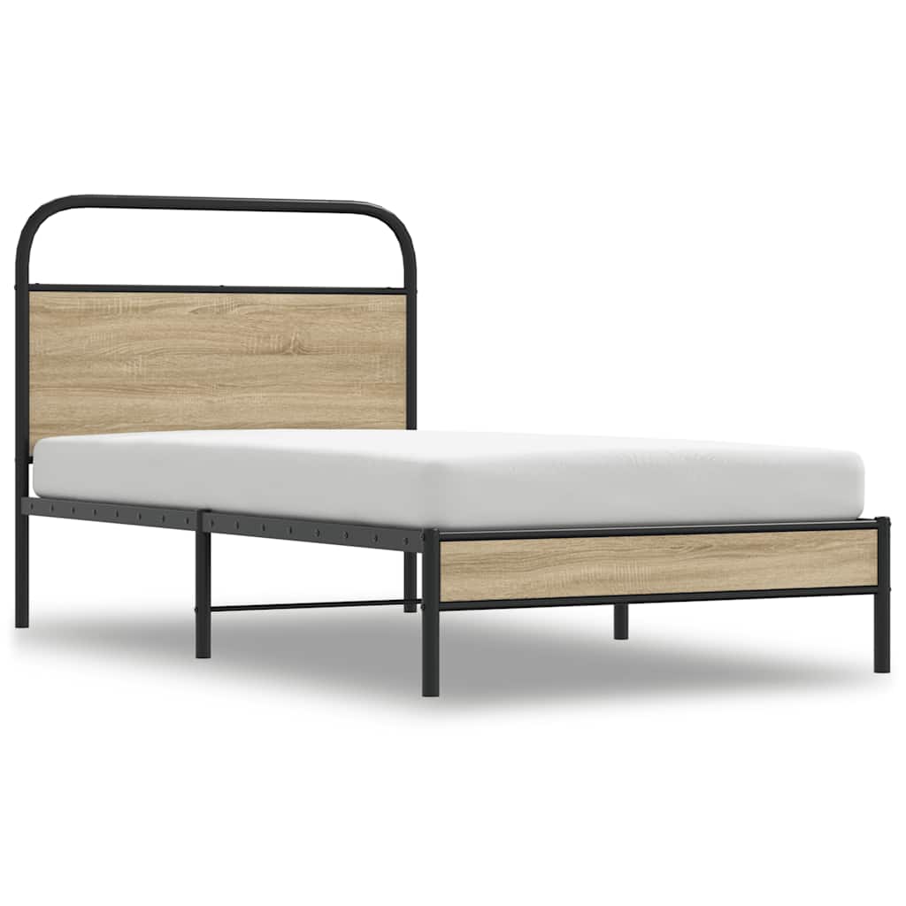 Cadre de lit sans matelas 90x200cm chêne fumé bois d'ingénierie - XIOS