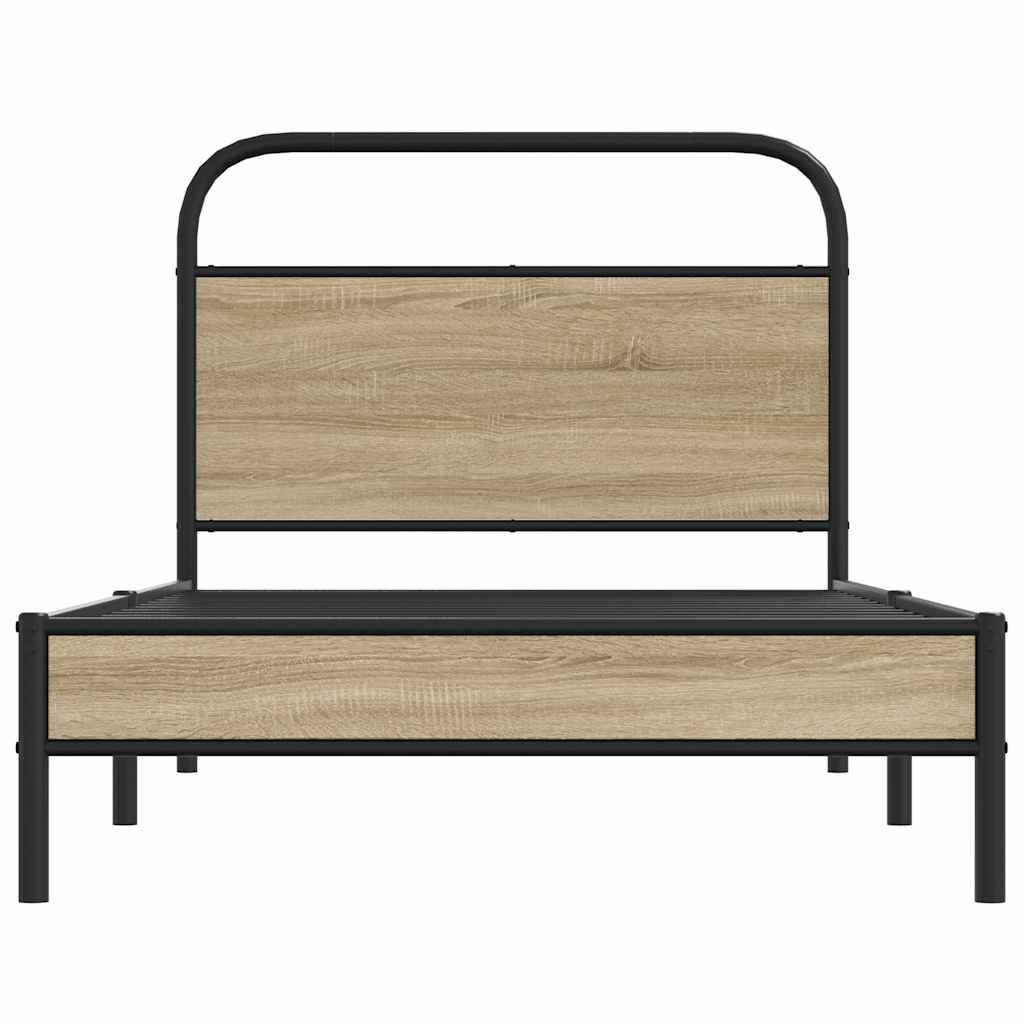 Cadre de lit sans matelas 90x200cm chêne fumé bois d'ingénierie - XIOS