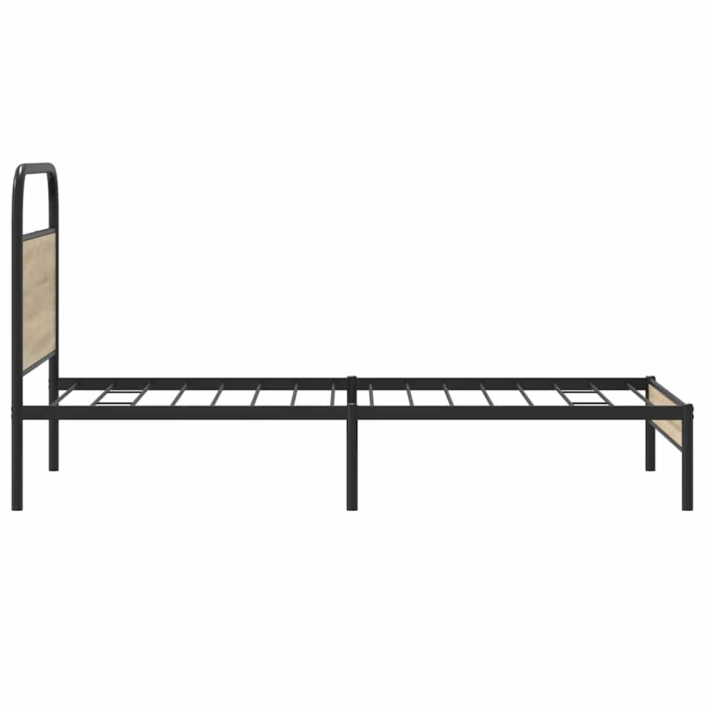 Cadre de lit sans matelas 90x200cm chêne fumé bois d'ingénierie - XIOS