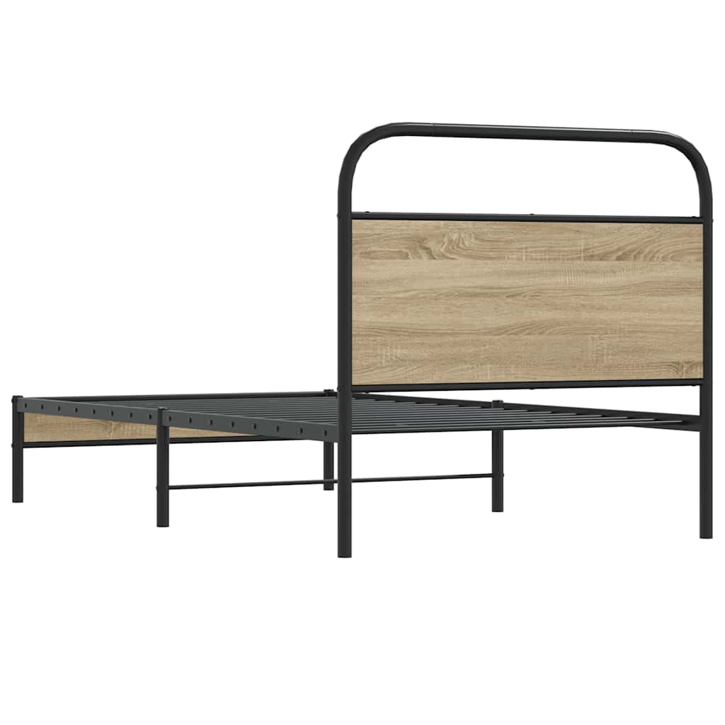 Cadre de lit sans matelas 90x200cm chêne fumé bois d'ingénierie - XIOS
