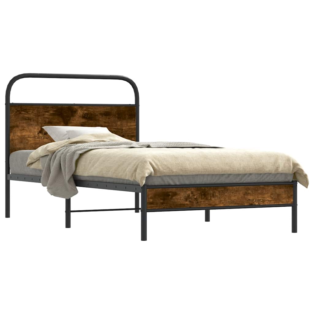 Cadre de lit sans matelas 100x200 cm chêne fumé bois ingénierie - XIOS