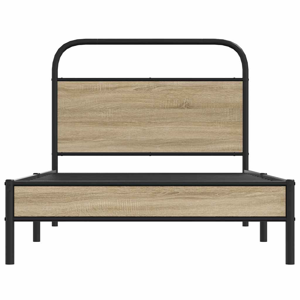 Cadre de lit sans matelas 107x203 cm chêne fumé bois ingénierie - XIOS