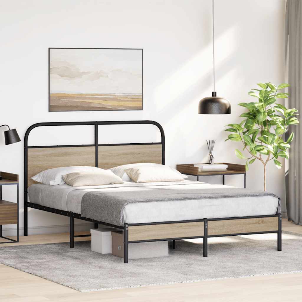 Cadre de lit sans matelas 120x200 cm chêne fumé bois ingénierie - XIOS