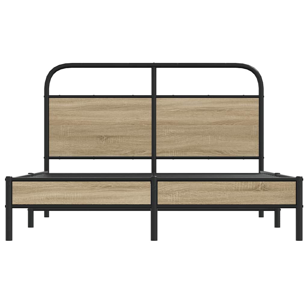 Cadre de lit sans matelas 135x190 cm chêne fumé bois ingénierie - XIOS