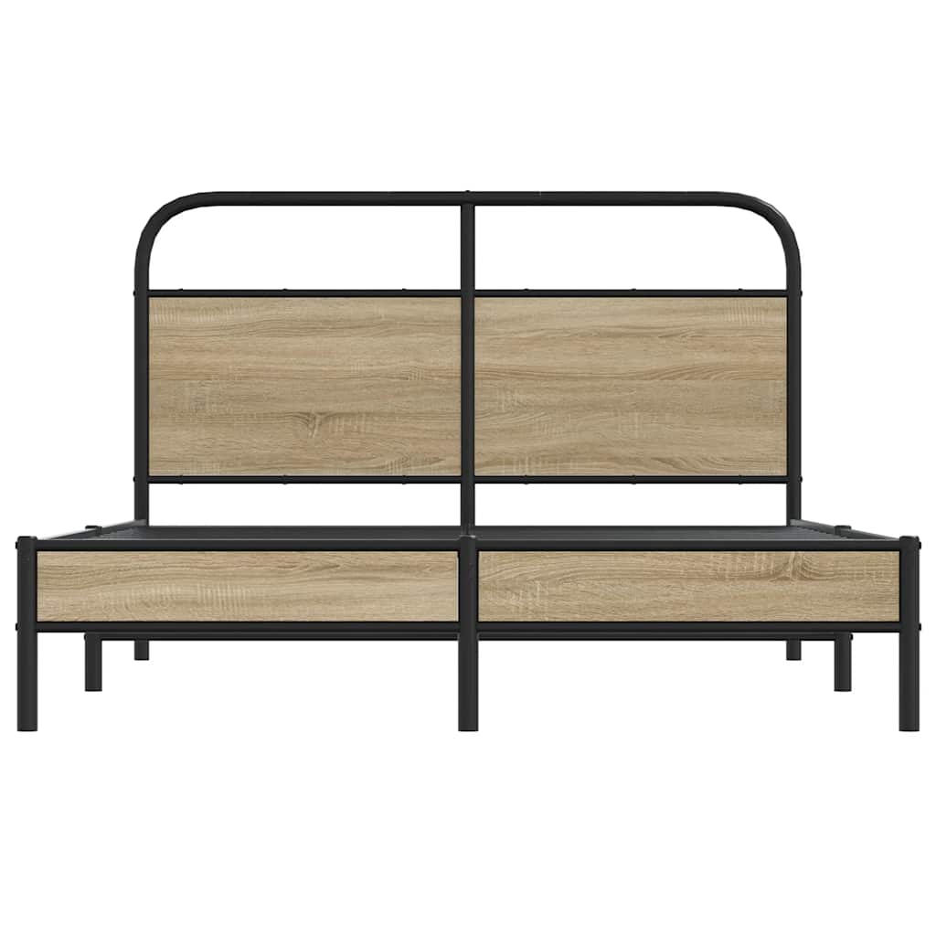 Cadre de lit sans matelas 140x190 cm chêne fumé bois ingénierie - XIOS