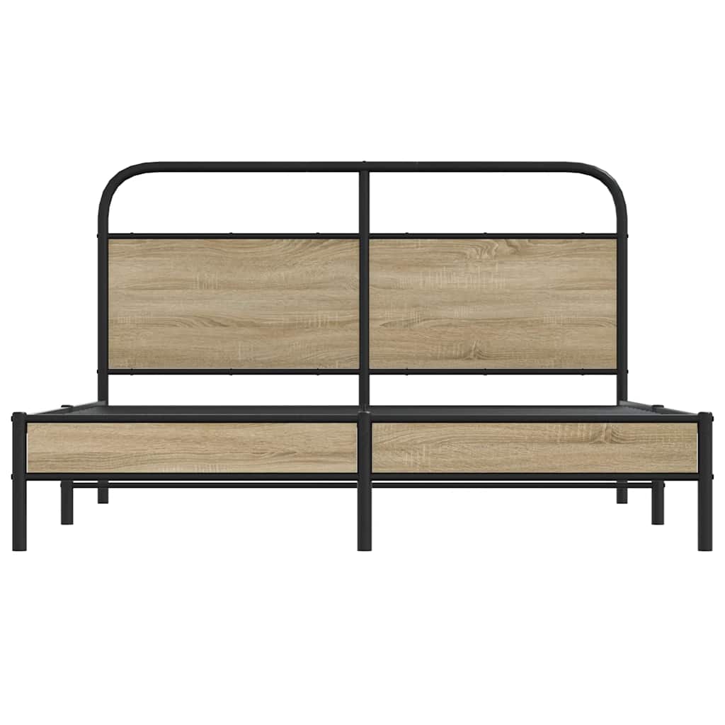 Cadre de lit sans matelas 150x200 cm chêne fumé bois ingénierie - XIOS