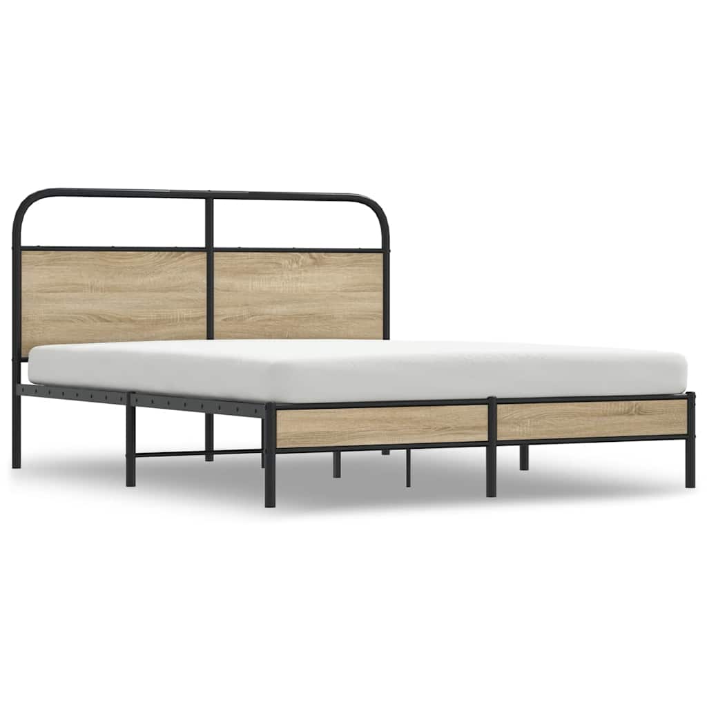 Cadre de lit sans matelas 160x200 cm chêne fumé bois ingénierie - XIOS