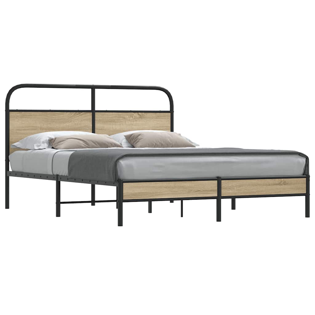 Cadre de lit sans matelas 160x200 cm chêne fumé bois ingénierie - XIOS