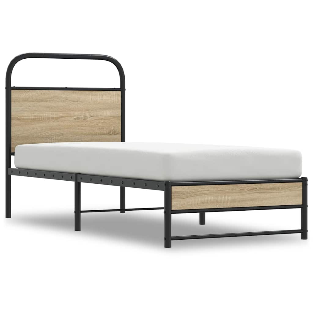Cadre de lit sans matelas 80x200cm chêne fumé bois d'ingénierie - XIOS