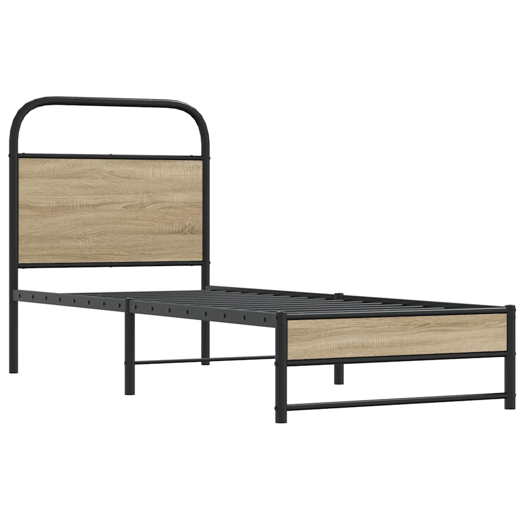 Cadre de lit sans matelas 80x200cm chêne fumé bois d'ingénierie - XIOS