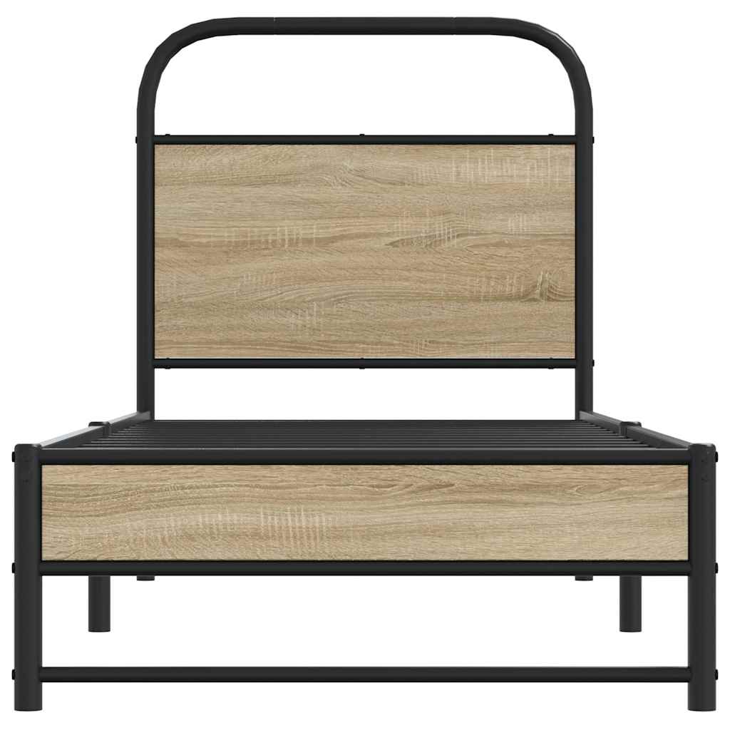 Cadre de lit sans matelas 80x200cm chêne fumé bois d'ingénierie - XIOS