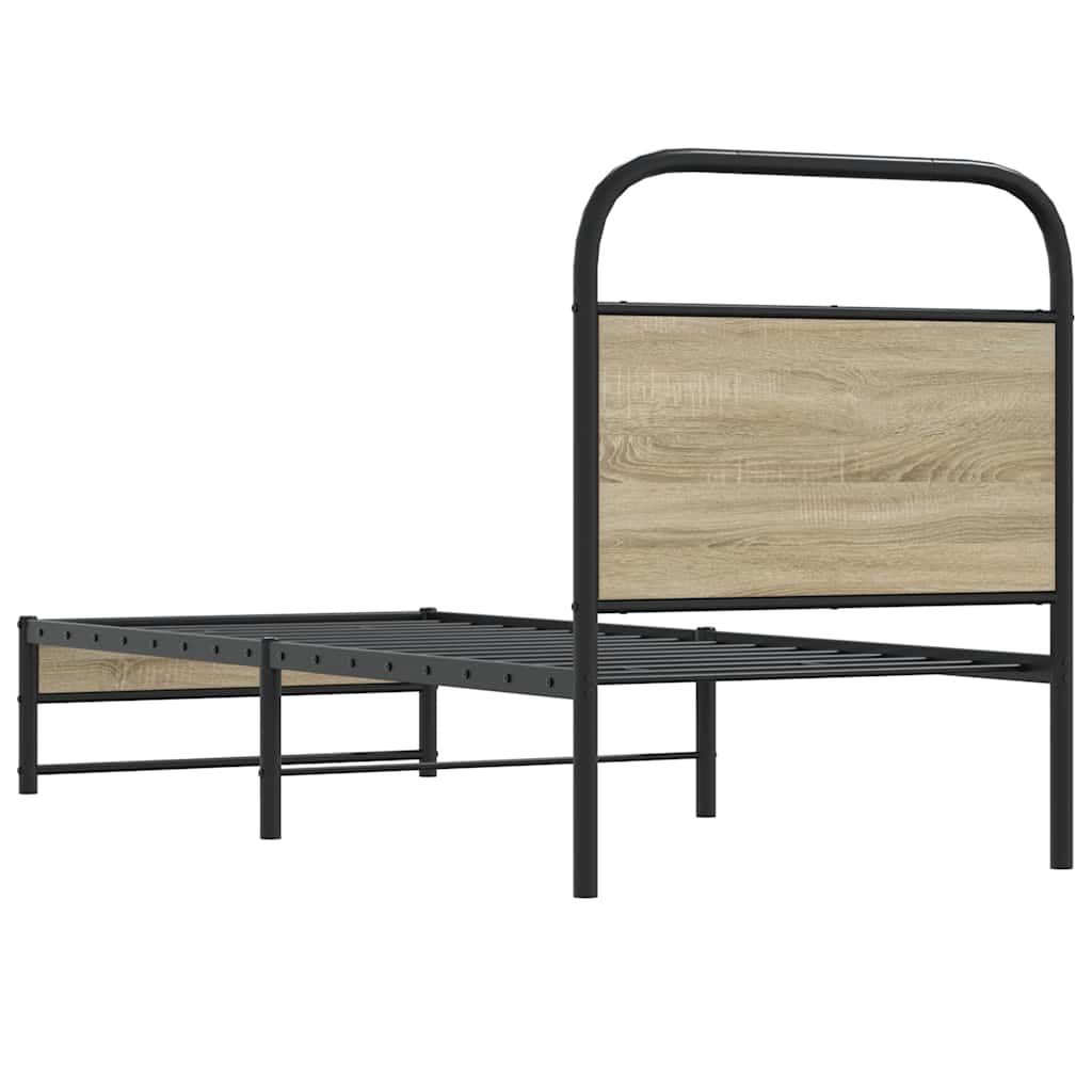 Cadre de lit sans matelas 80x200cm chêne fumé bois d'ingénierie - XIOS