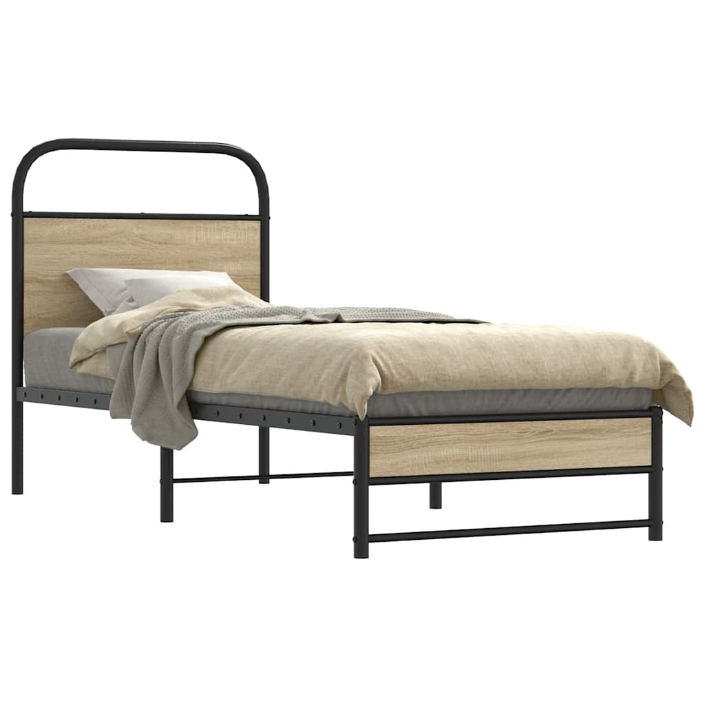 Cadre de lit sans matelas 80x200cm chêne fumé bois d'ingénierie - XIOS