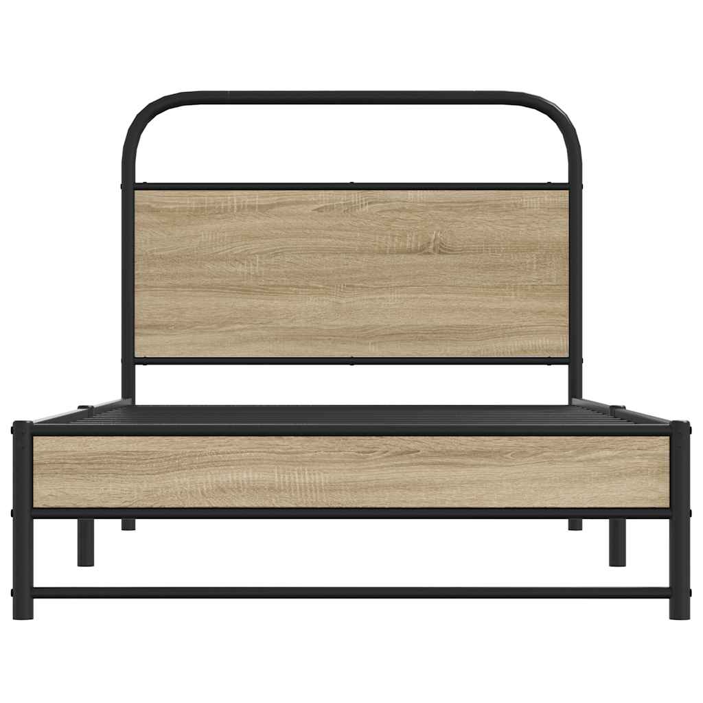 Cadre de lit sans matelas 90x190cm chêne fumé bois d'ingénierie - XIOS