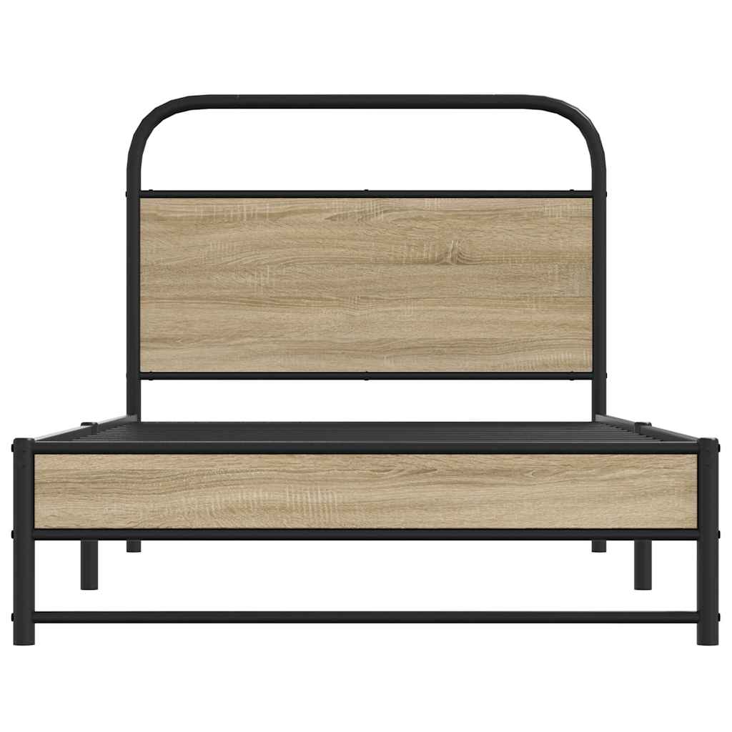 Cadre de lit sans matelas 100x190 cm chêne fumé bois ingénierie - XIOS