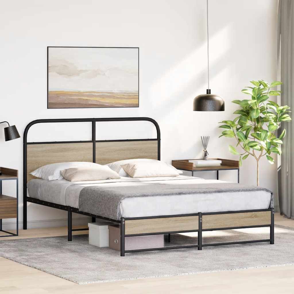 Cadre de lit sans matelas 120x190 cm chêne fumé bois ingénierie - XIOS