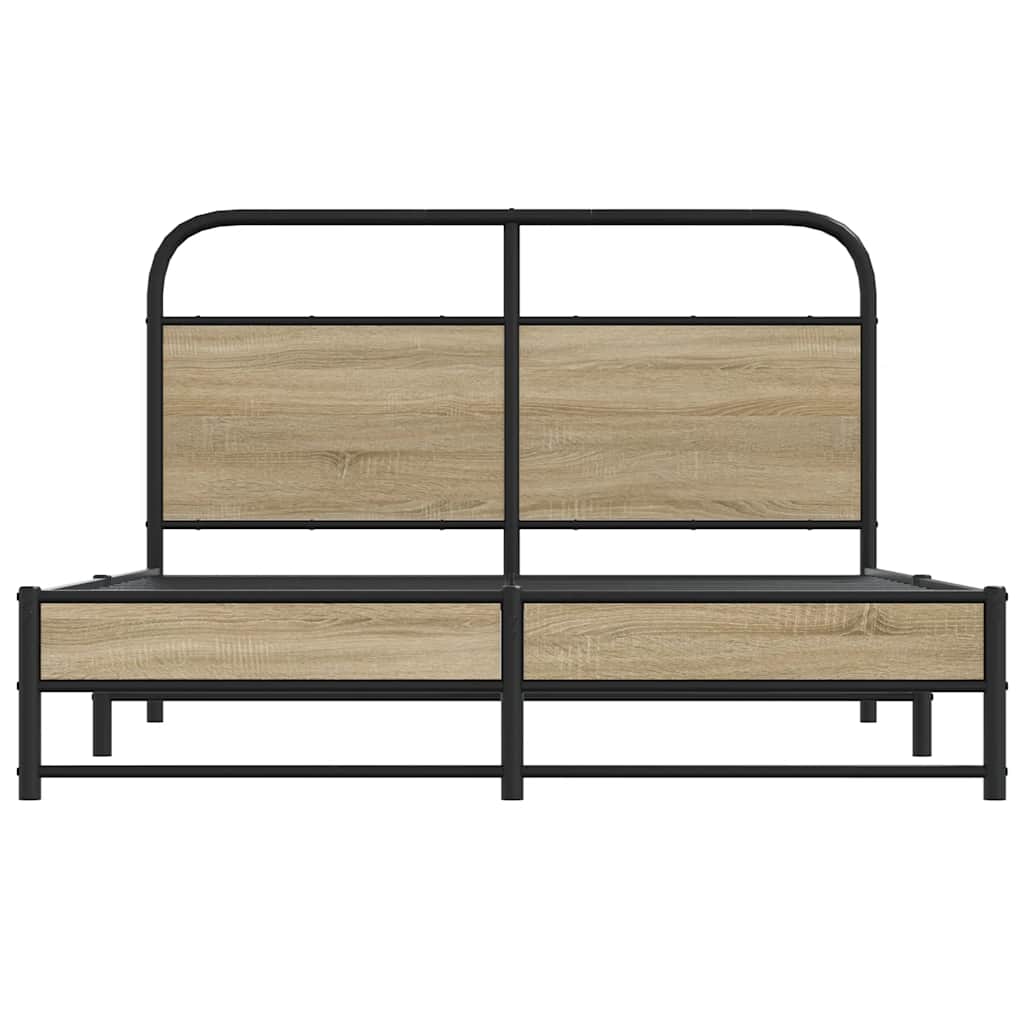 Cadre de lit sans matelas 135x190 cm chêne fumé bois ingénierie - XIOS