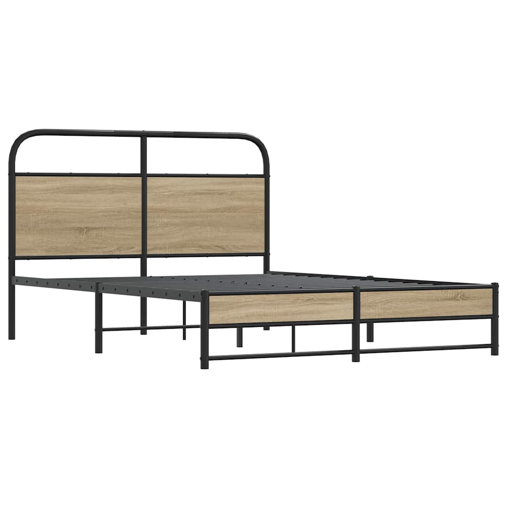 Cadre de lit sans matelas 140x190 cm chêne fumé bois ingénierie - XIOS