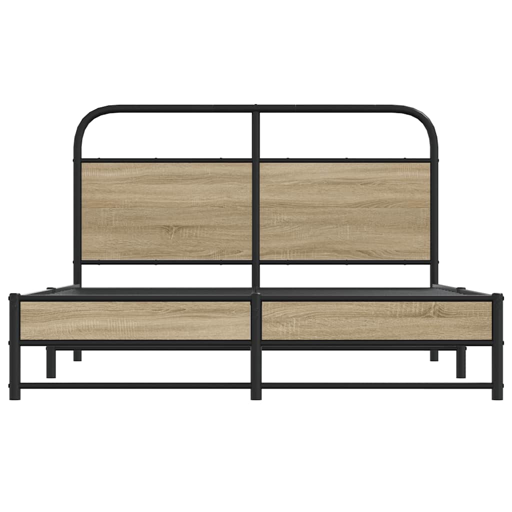 Cadre de lit sans matelas 140x190 cm chêne fumé bois ingénierie - XIOS