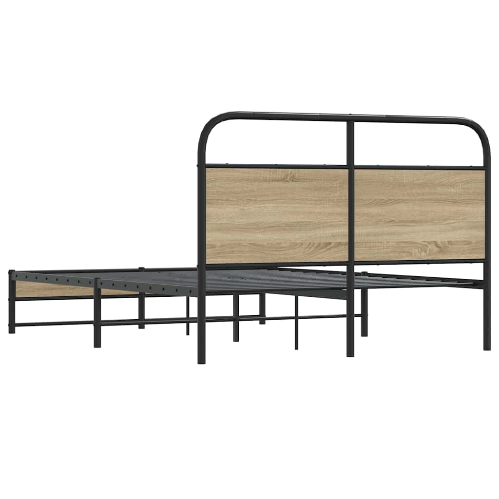 Cadre de lit sans matelas 140x190 cm chêne fumé bois ingénierie - XIOS