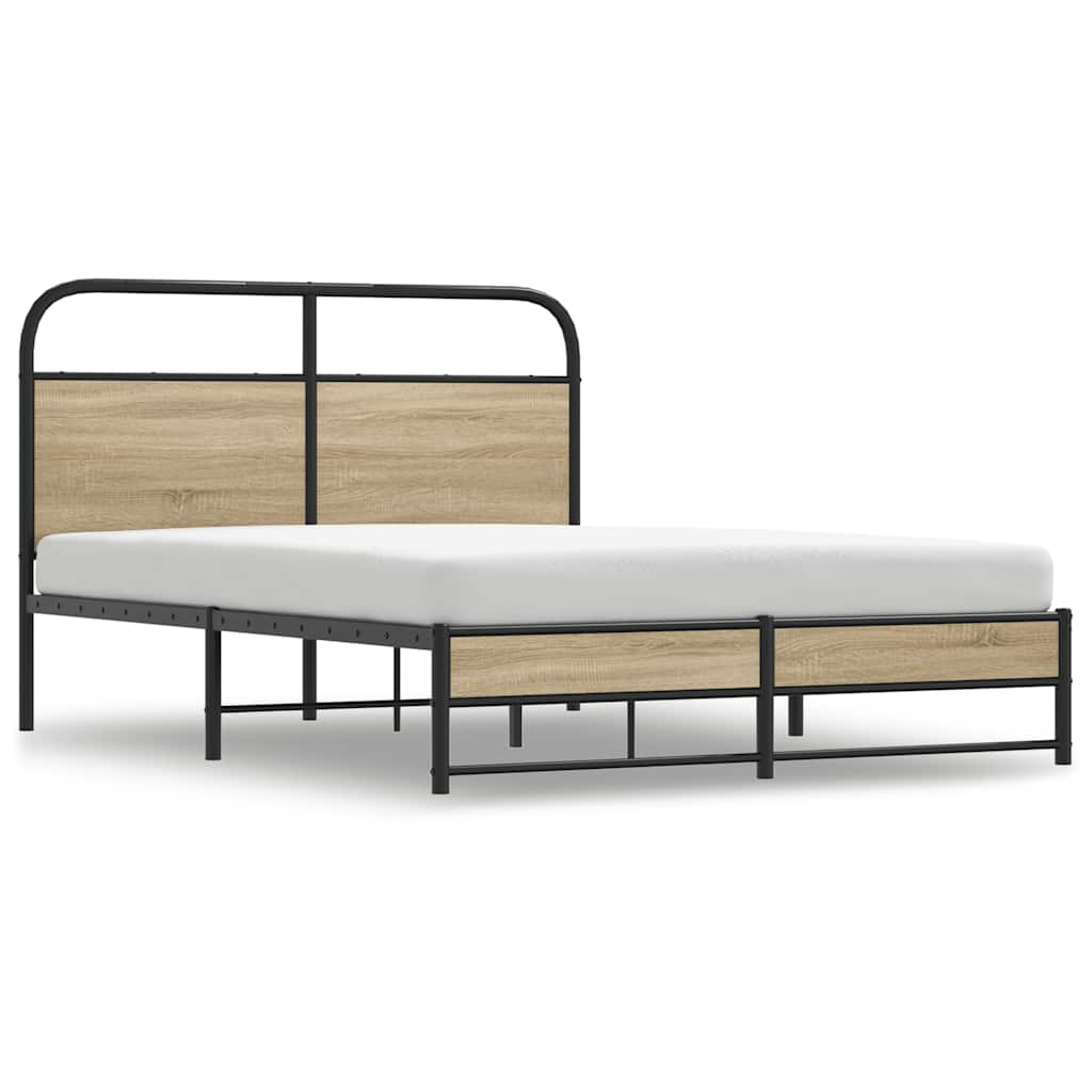 Cadre de lit sans matelas 140x200 cm chêne fumé bois ingénierie - XIOS