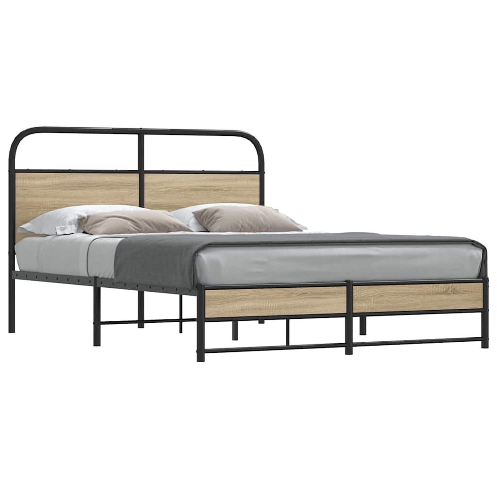 Cadre de lit sans matelas 140x200 cm chêne fumé bois ingénierie - XIOS