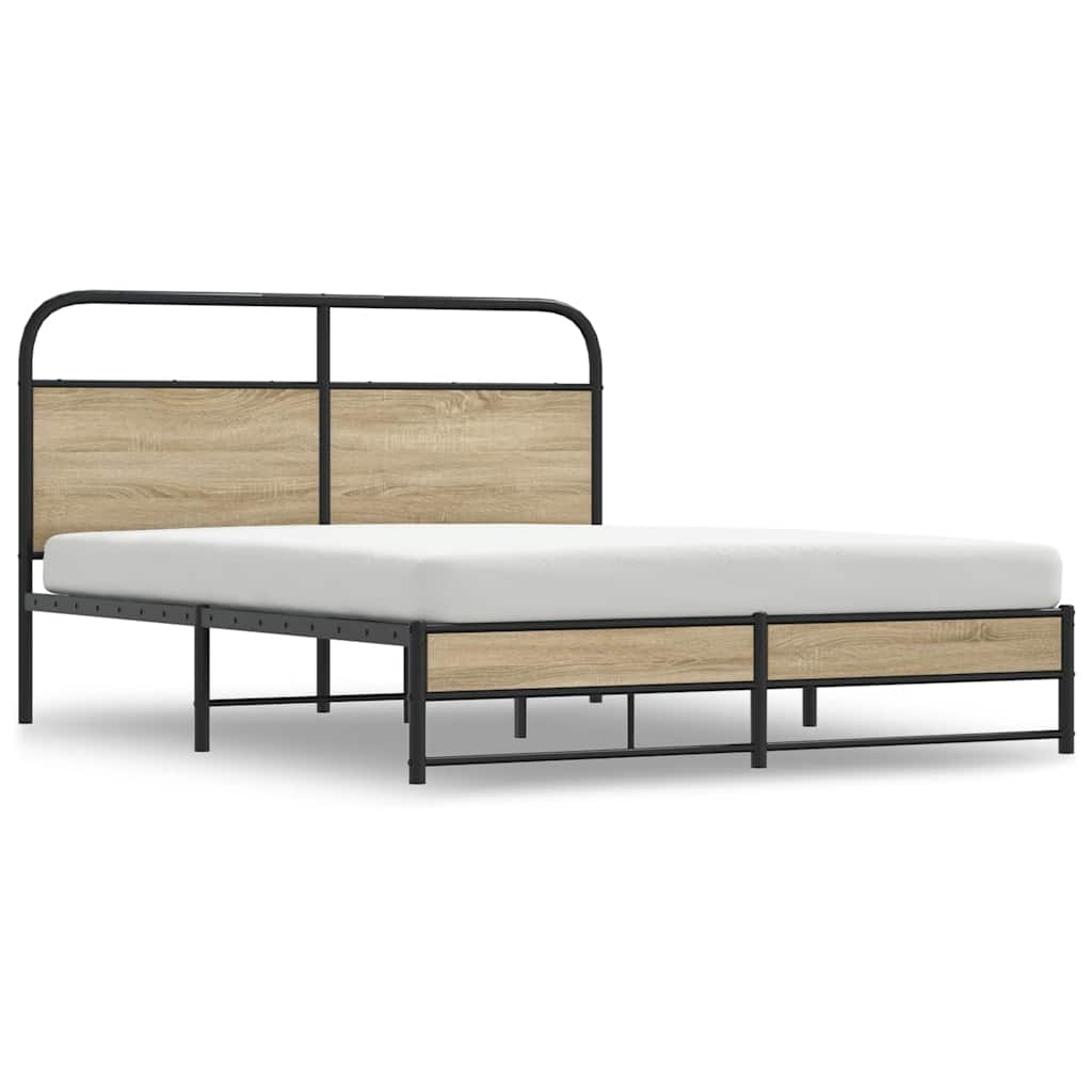 Cadre de lit sans matelas 150x200 cm chêne fumé bois ingénierie - XIOS