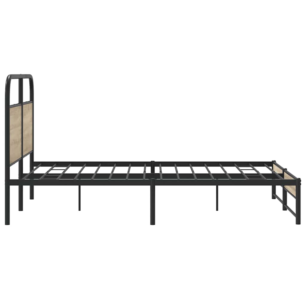 Cadre de lit sans matelas 150x200 cm chêne fumé bois ingénierie - XIOS