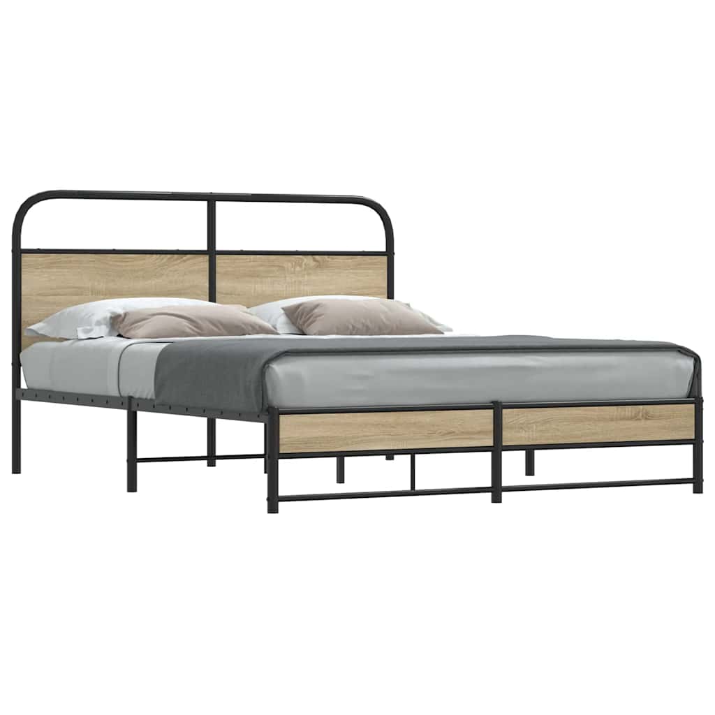 Cadre de lit sans matelas 150x200 cm chêne fumé bois ingénierie - XIOS