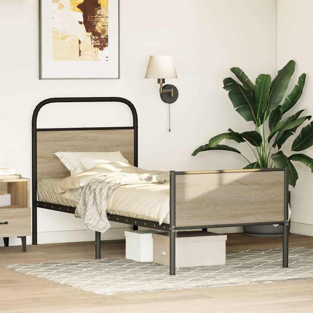 Cadre de lit sans matelas 75x190cm chêne sonoma bois ingénierie - XIOS