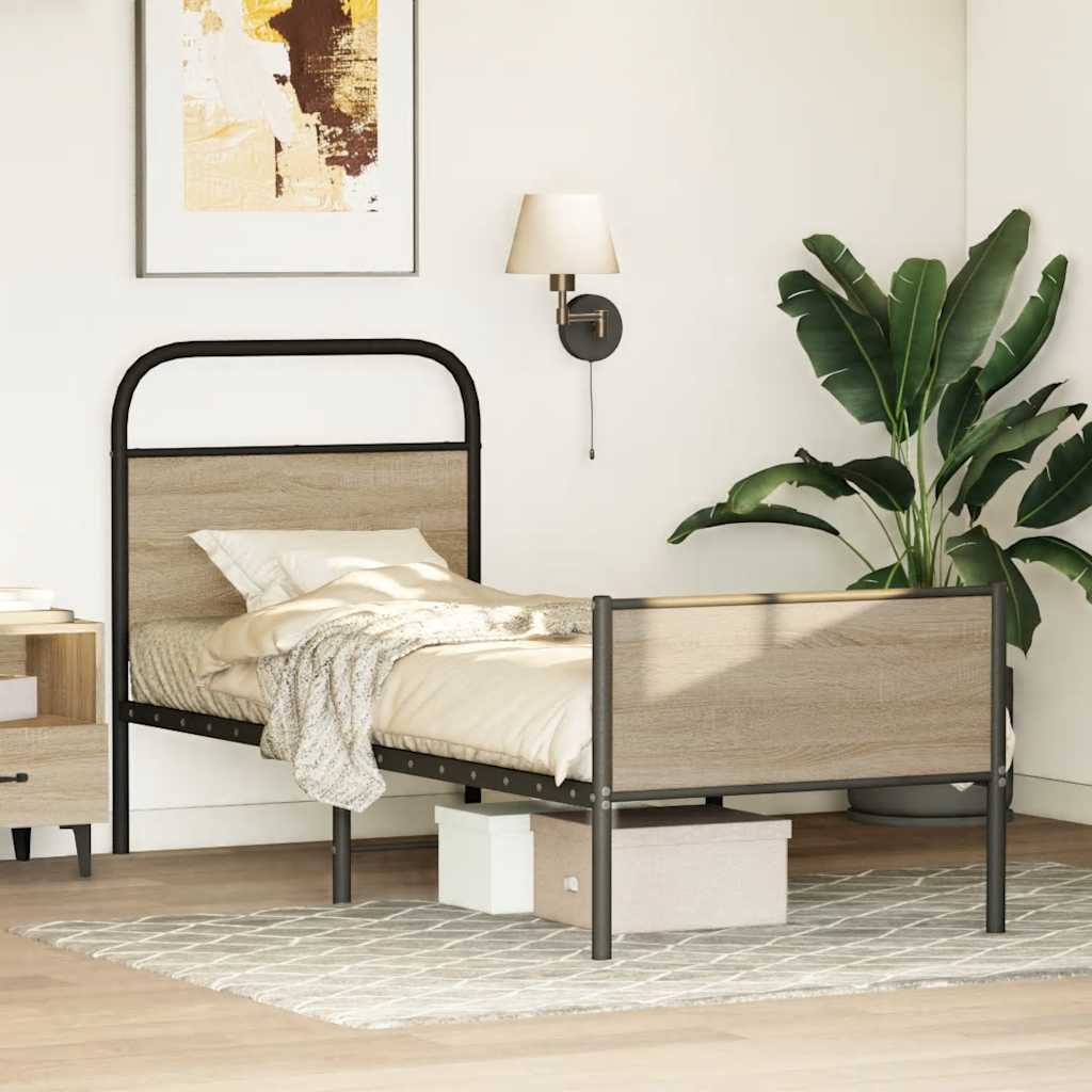 Cadre de lit sans matelas 80x200cm chêne sonoma bois ingénierie - XIOS