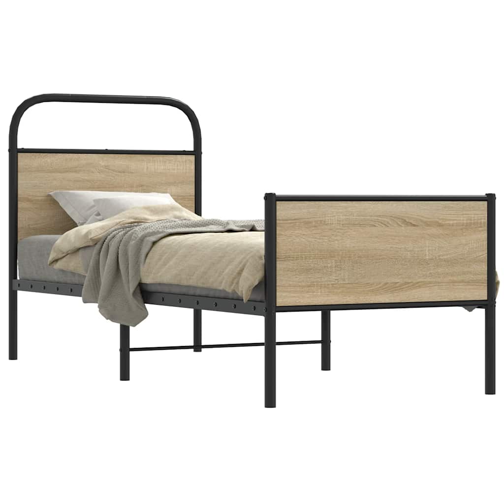 Cadre de lit sans matelas 80x200cm chêne sonoma bois ingénierie - XIOS