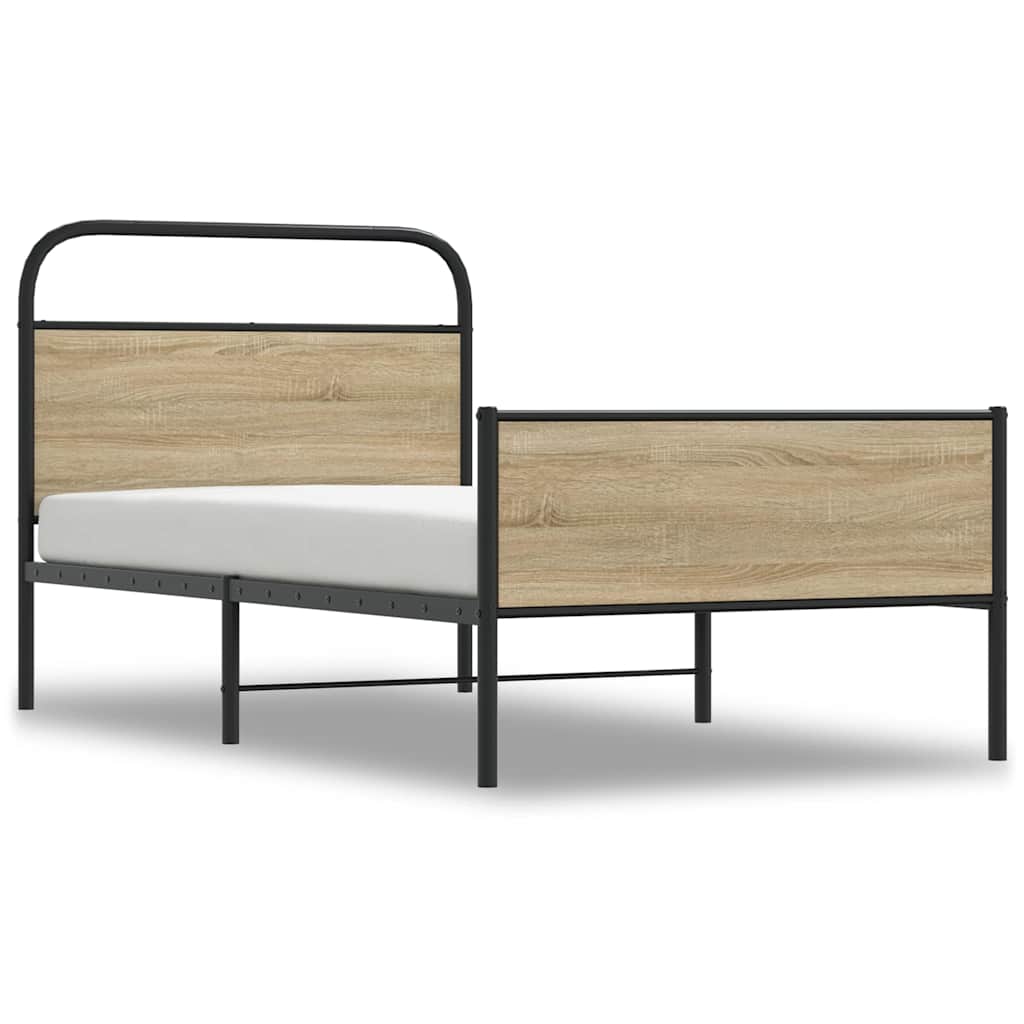 Cadre de lit sans matelas 90x200cm chêne sonoma bois ingénierie - XIOS