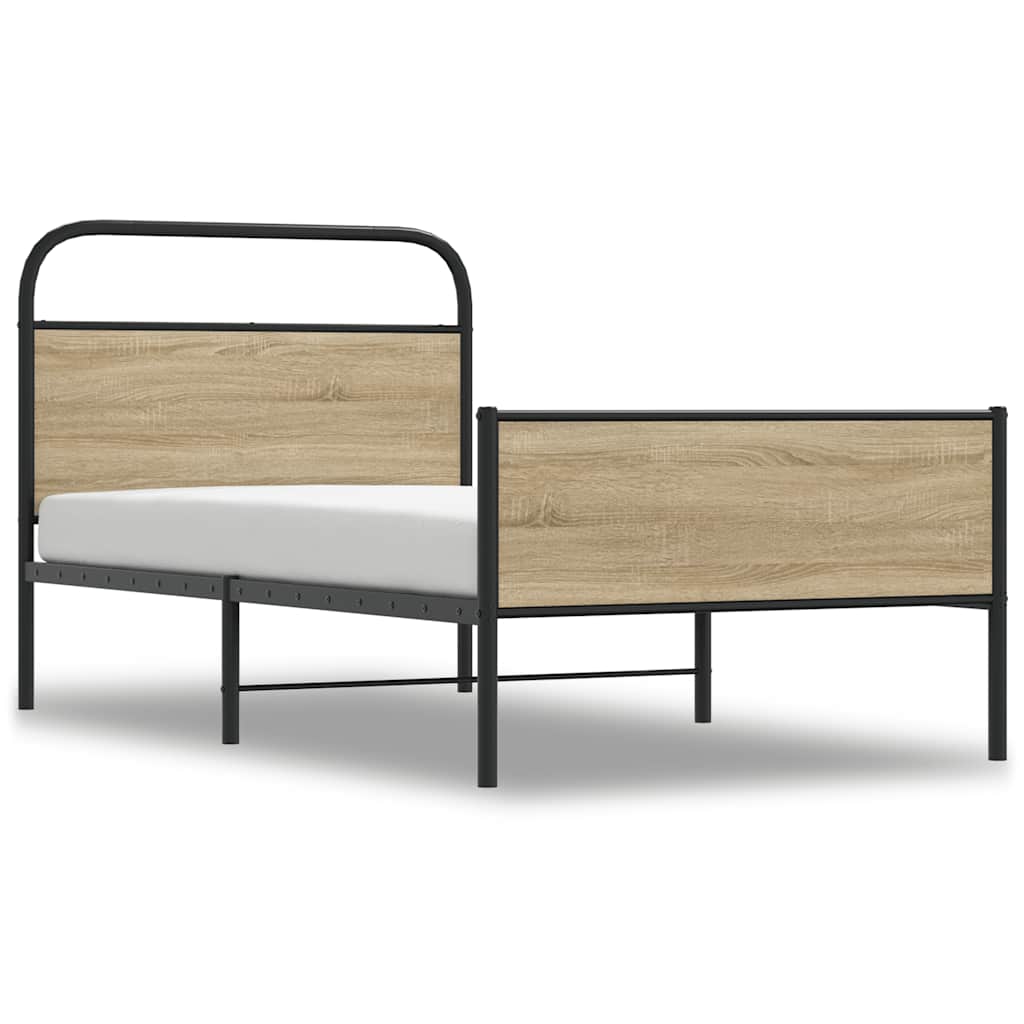Cadre de lit sans matelas 90x200cm chêne sonoma bois ingénierie - XIOS