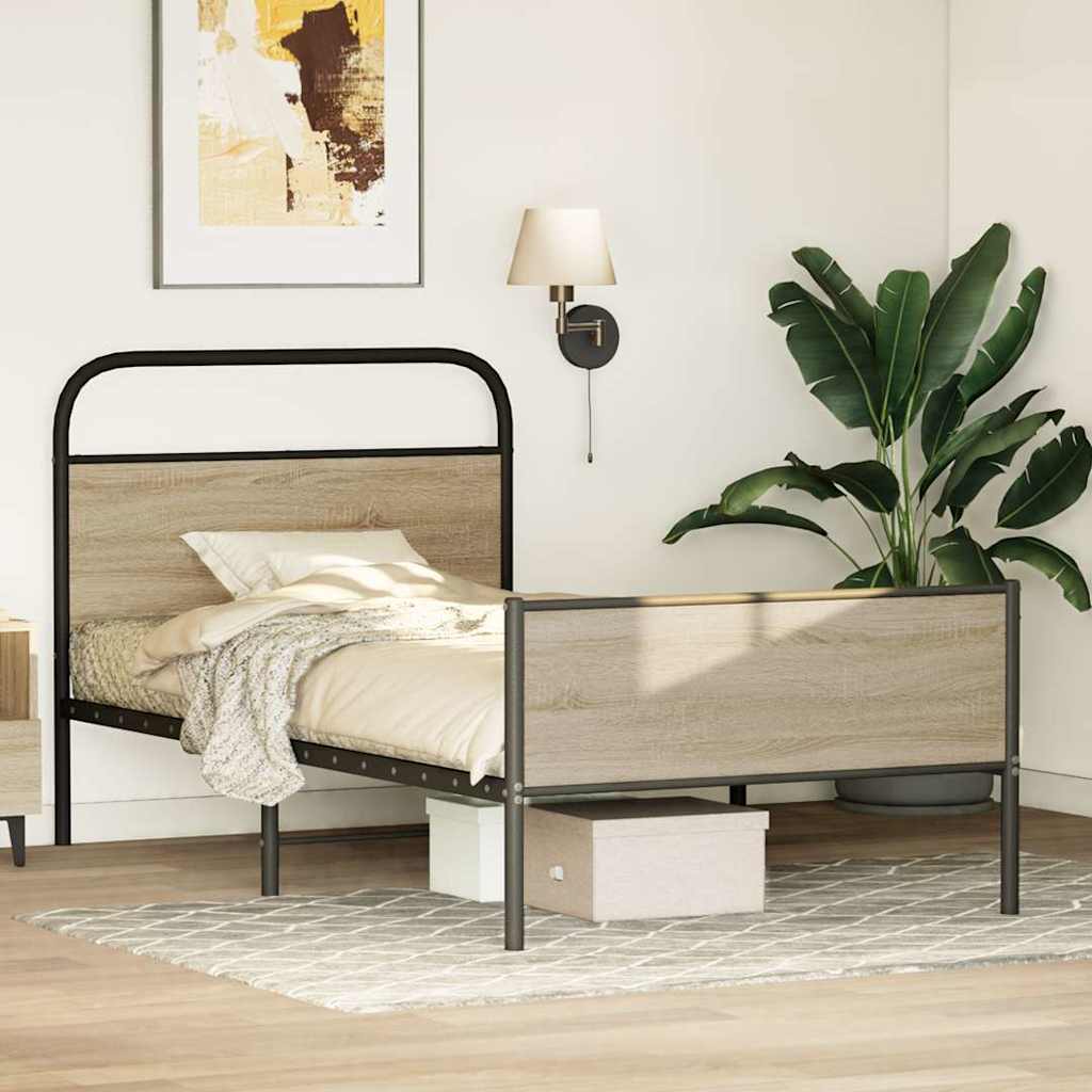 Cadre de lit sans matelas 90x200cm chêne sonoma bois ingénierie - XIOS