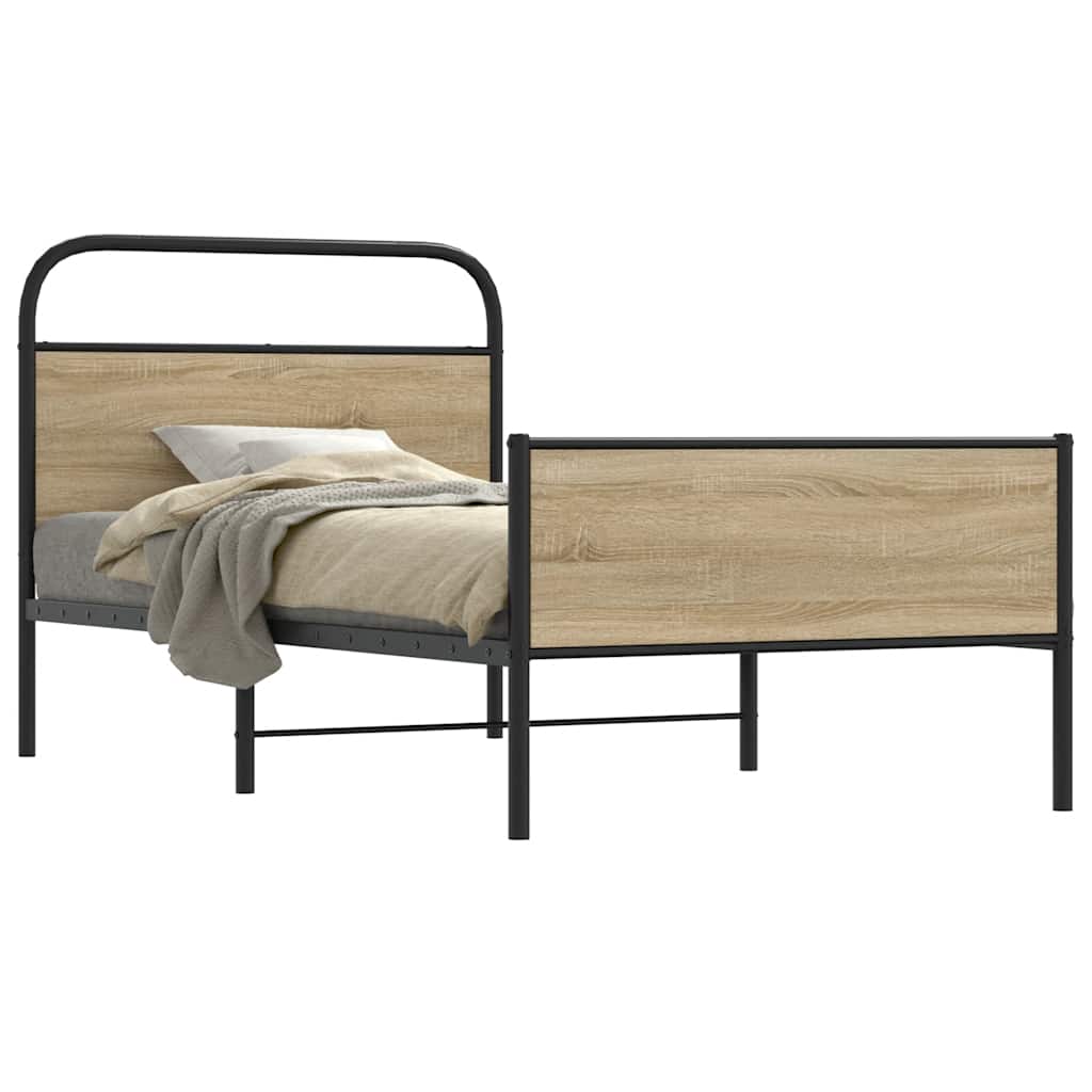 Cadre de lit sans matelas 90x200cm chêne sonoma bois ingénierie - XIOS