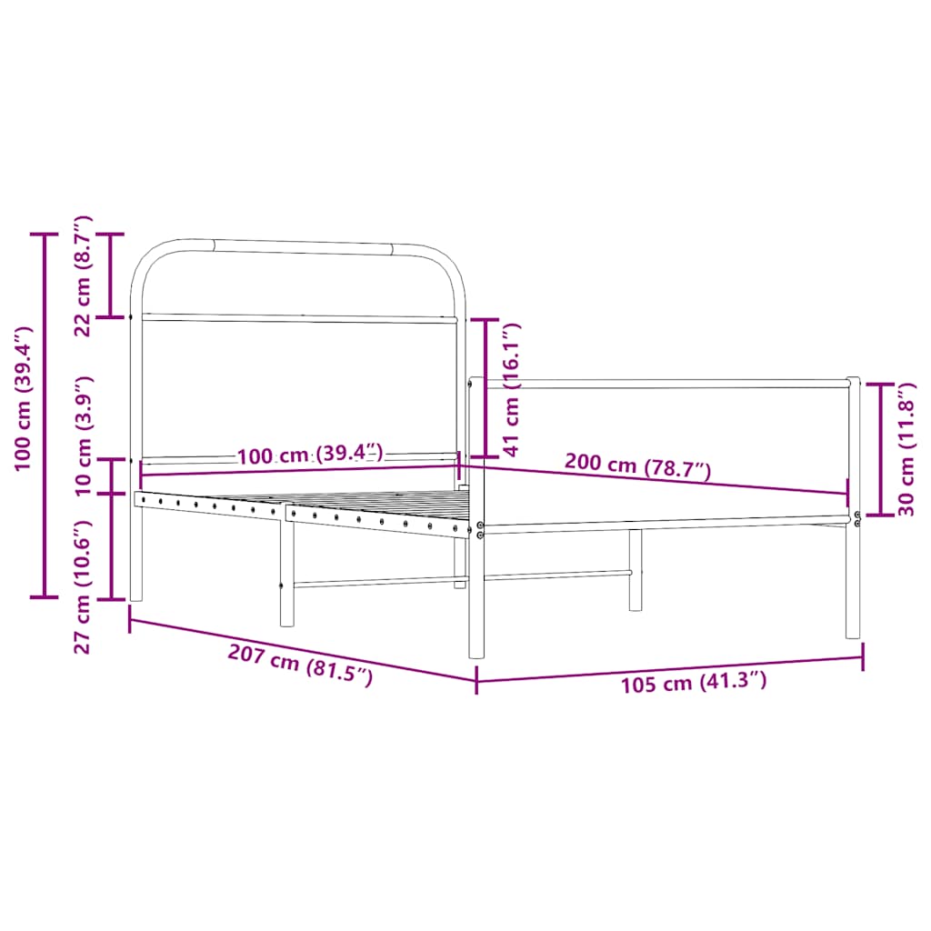 Cadre de lit sans matelas 100x200 cm chêne sonoma - XIOS