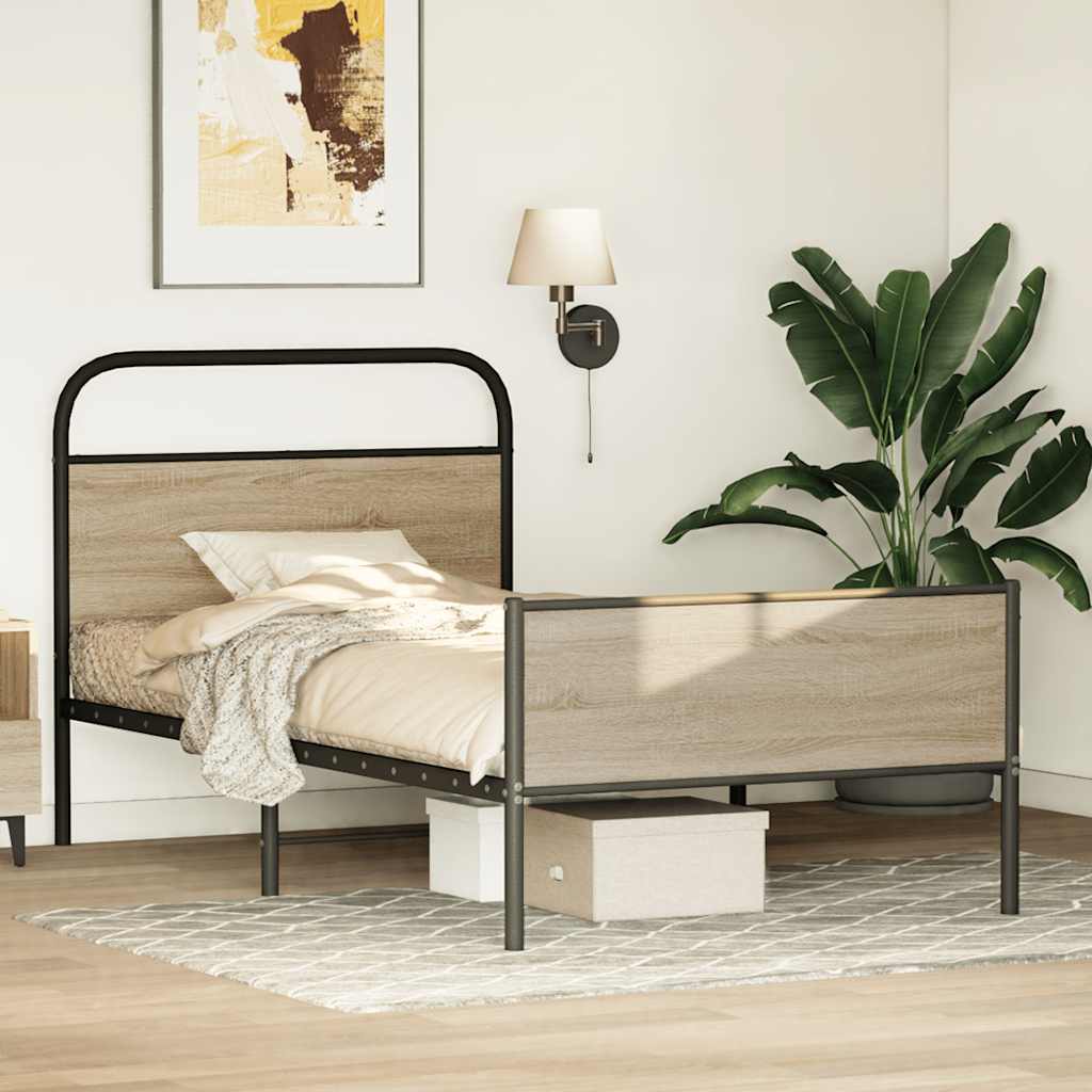 Cadre de lit sans matelas 107x203 cm chêne sonoma - XIOS