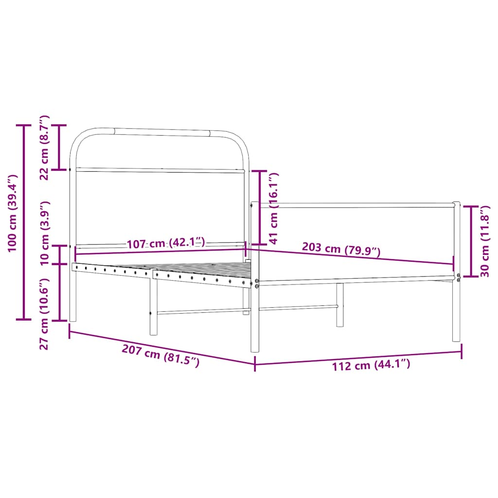 Cadre de lit sans matelas 107x203 cm chêne sonoma - XIOS