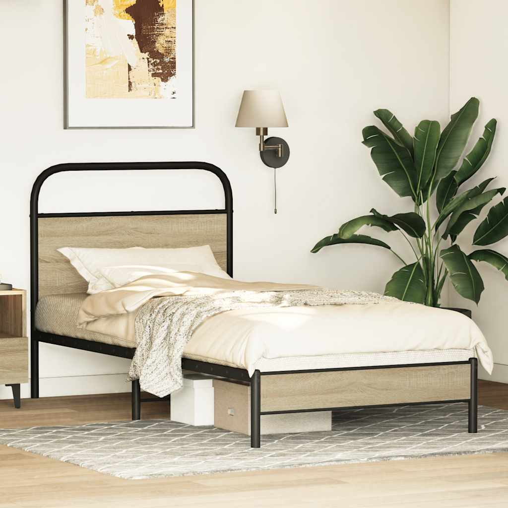 Cadre de lit sans matelas 75x190cm chêne sonoma bois ingénierie - XIOS