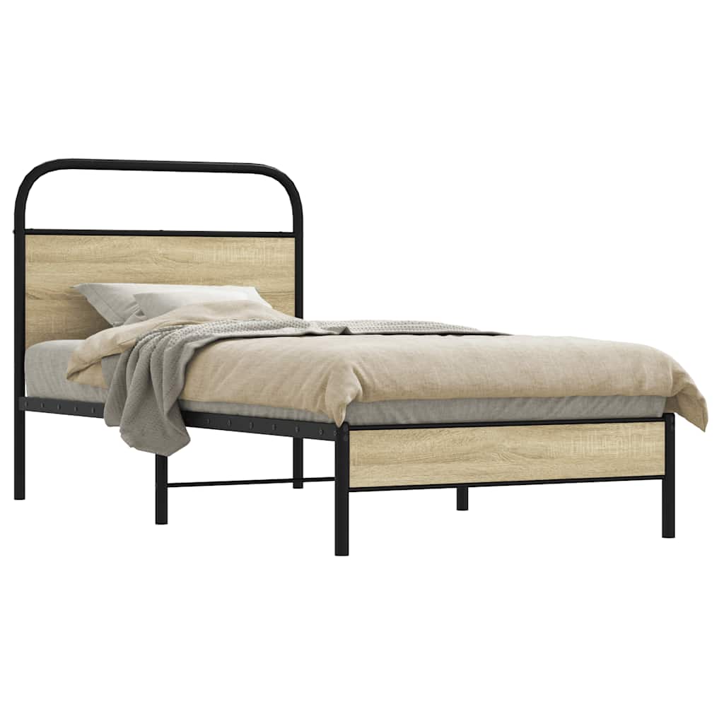 Cadre de lit sans matelas 75x190cm chêne sonoma bois ingénierie - XIOS